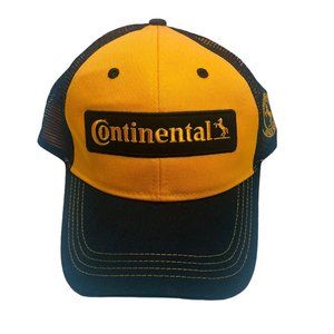 Continental Tire Trucker Cap Adjustable Back Ball Hat Mesh Black Yellow